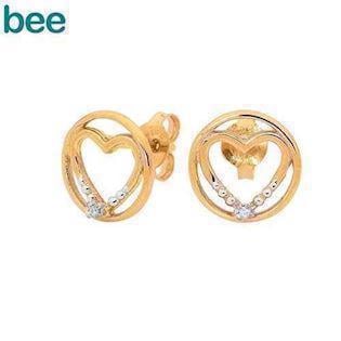 Bee Jewelry Heart in Circle 9 kt guld ørestikker blank, model 55575